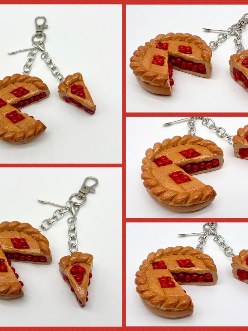 Pie Partner Duo Keychain Or Bag Clip Set | Handmade Matching Dessert Accessories - Picture 6 of 16